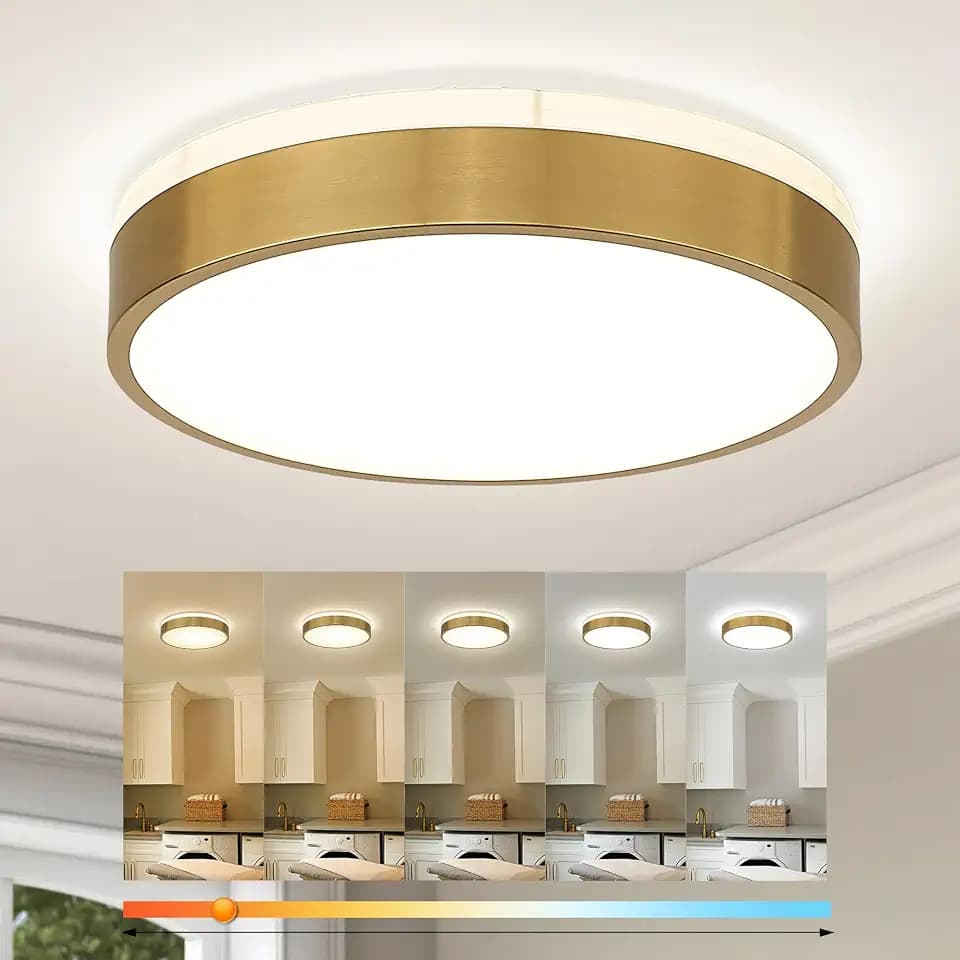 Ken & Ricky 12" Modern Flush Mount Ceiling Light，Brush Gold,1 Pack