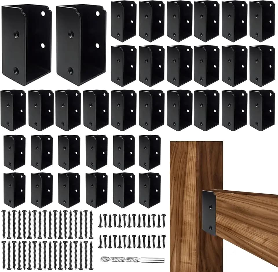 36Pcs Deck Railing Brackets Connectors,Heavy Duty Steel 1.2 inch Thickness Concealed Brackets for 2"x4" (Actual 1.5"x3.5") Wood Posts for Deck Railing,Fence,Porch, Garden Pergola