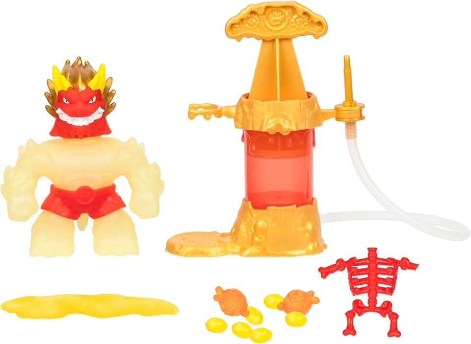 Heroes of Goo Jit Zu Hero Creator with 3 Unique Goo Fillings, Mix, Fill & Create Your Own Stretchy Glow-in-The-Dark Blazagon Action Figure, Play Again and Again