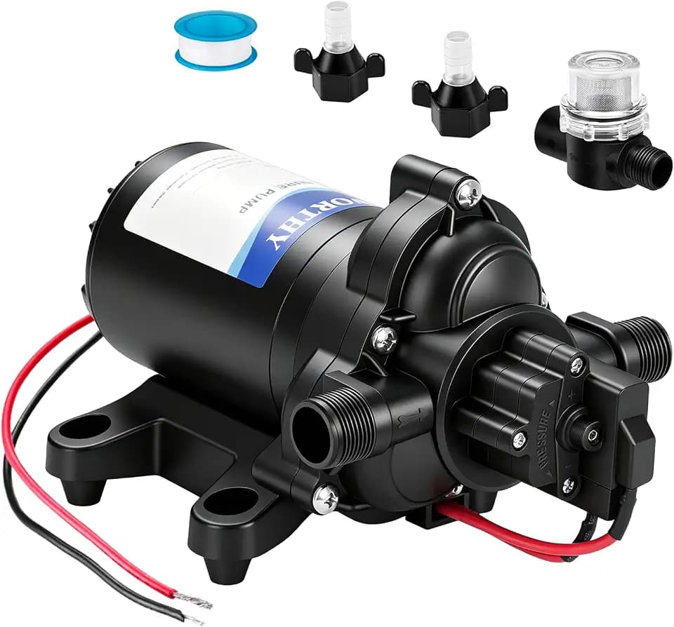 ECO-WORTHY RV Fresh Water Pump 12V DC 3.5GPM 45PSI with Pressure Switch, 12Volt Self Priming Water Pressure Diaphragm Pump On demand for RV Yacht Camper Sprayer Food Truck Black