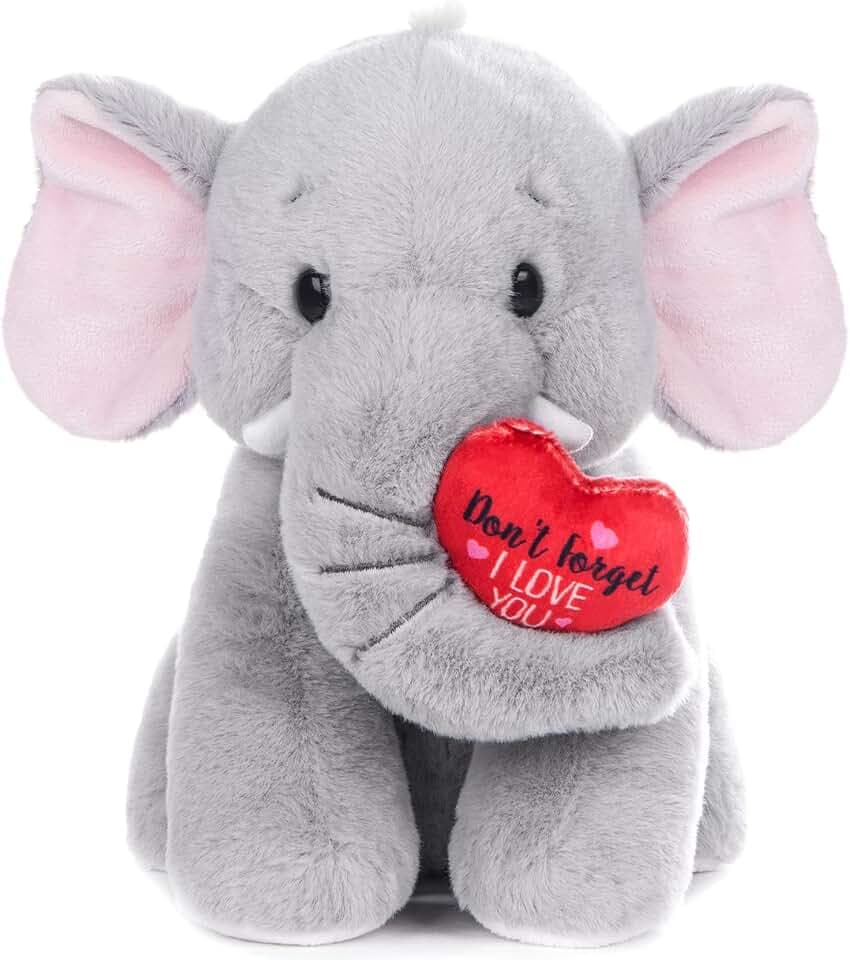 My OLi Plush Elephant Stuffed Animal with Heart Soft Elephant Plush Toys for Kids Valentines Gifts for Girls Boys Lover Plush Wedding Decor