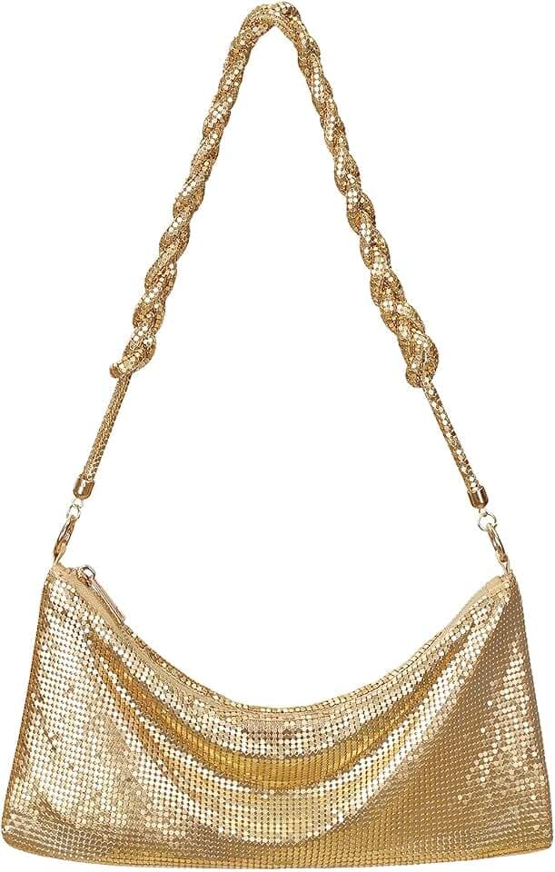 HDE Women's Metallic Mesh Sparkly Evening Bag Shoulder Purse Braided Strap
