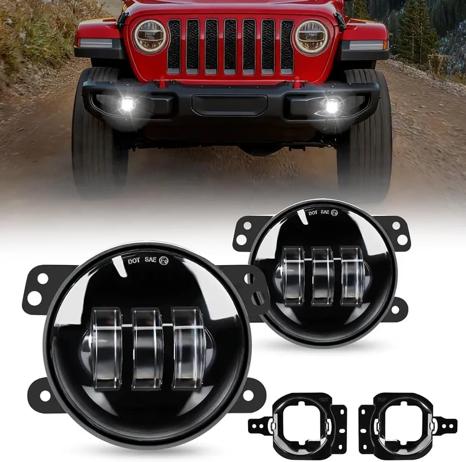 4 Inch 60W LED Fog Lights, for 2018-2025 Jeep Wrangler JL Gladiator JT Headlights, 3600LM Front Bumper Foglights with 2 Pairs Mounting Brackets, JL/JT 2018 2019 2020 2021 2022 2023 2024 2025