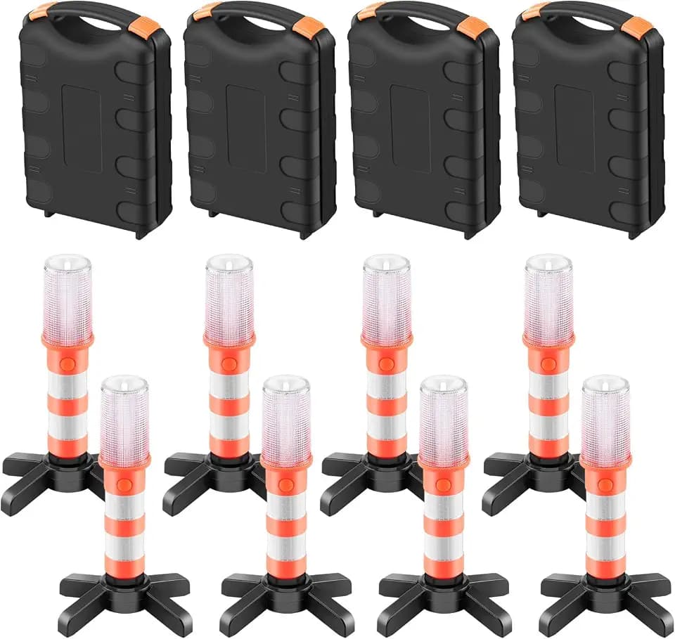 LED Notfall Flares Set - Rotes Licht für Autobahn Straß Sicherheitsleuchte Camping-Lampe Alternative zu Sicherheitsdreieck LED-Notfall, 2 Leuchten (4PCS)