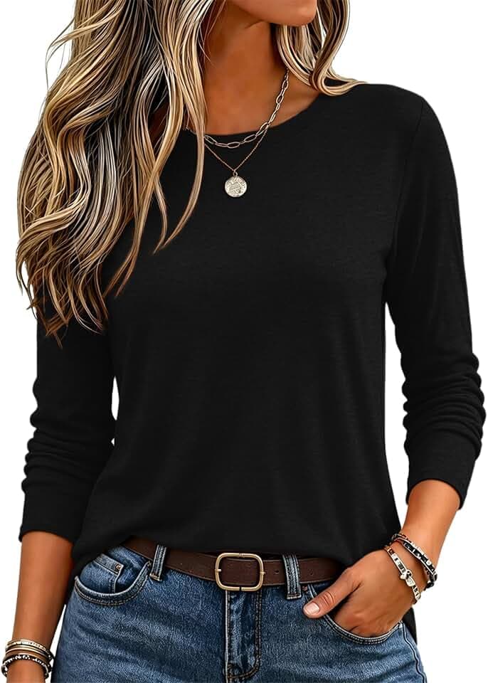Zeagoo Langarmshirt Damen Rundhals Langarm Oberteil Casual Basic Longsleeve