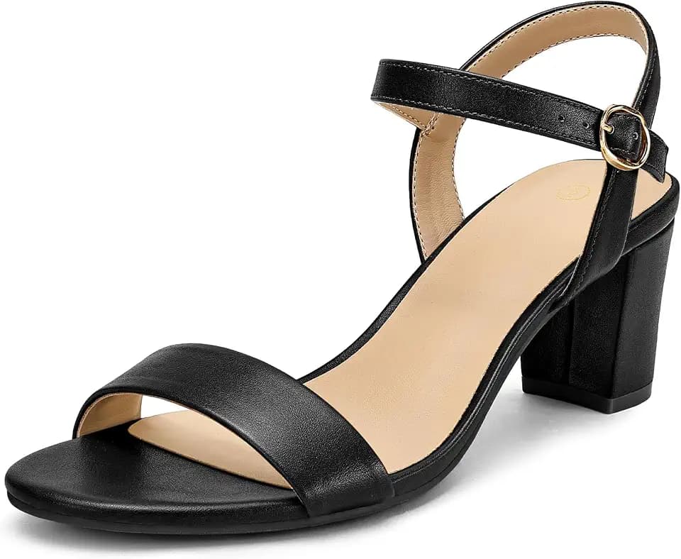 mysoft Women's Chunky Block Heel Open Toe Ankle Strap Heeled Sandals