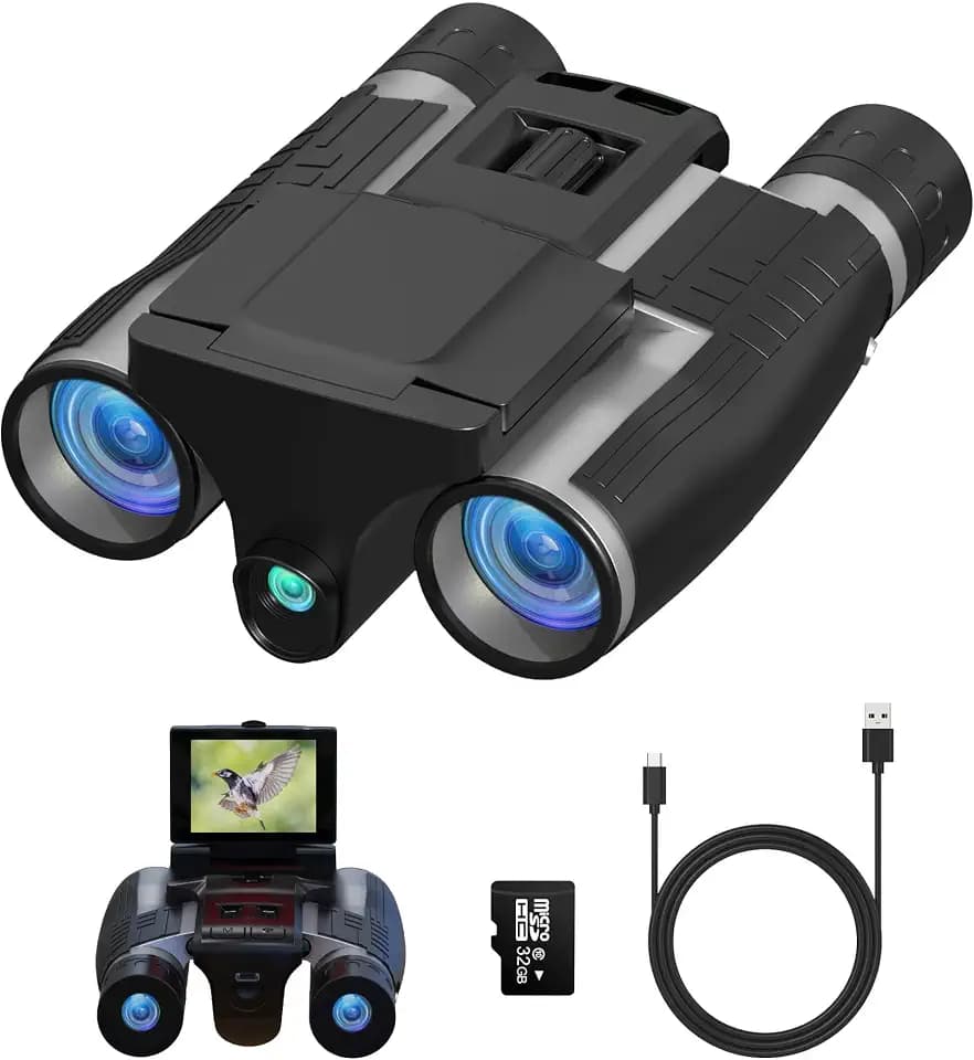 Anweller Binoculars with Camera, 12x32 High Powered Compact Binoculars for Adults and Kids, for Bird Watching, Cruise Ship, Hunting, Travel, Hiking, Sport Games, Concert