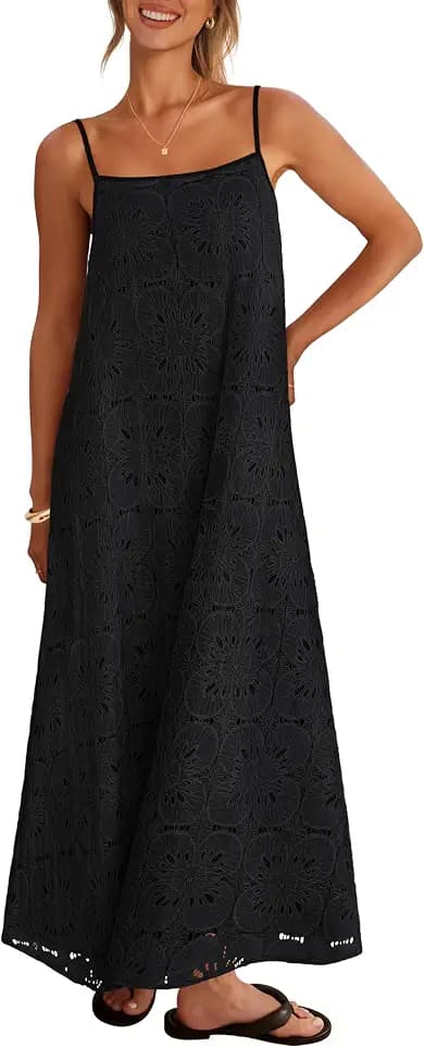 MEROKEETY Women's Summer Maxi Dress Boho Spaghetti Straps Sundress