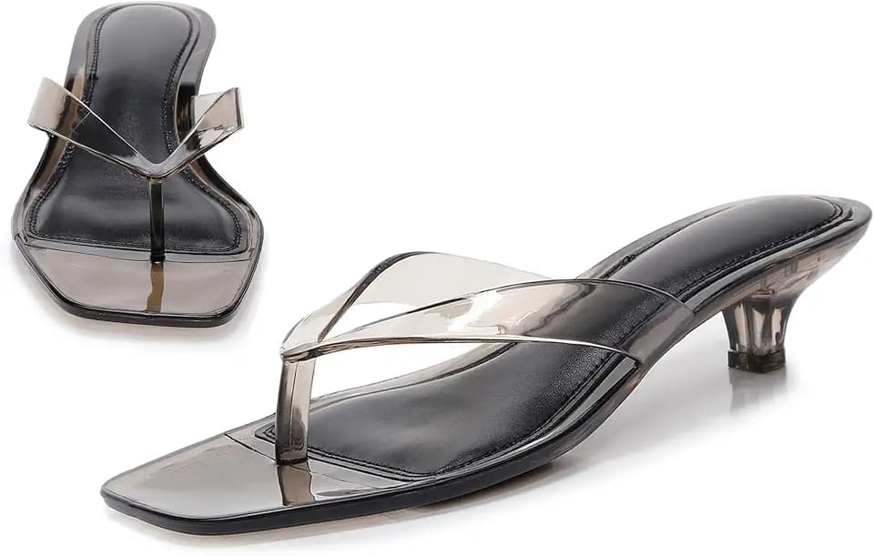 Women Kitten Heeled Sandals Waterproof Thong Flip Flops Memory Foam Comfort Insole Summer Quick Dry Casual Pool Beach Shoes
