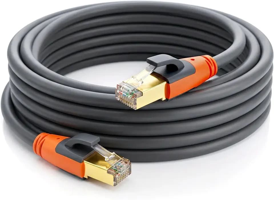 Cat 8 Ethernet Cable 25ft, High Speed LAN Cables 40Gbps 2000MHz Shielded, Heavy Duty 26AWG Outdoor Indoor Cat8 RJ45 Internet Cord Compatible with Gaming PC PS5 Xbox Router Modem Office Industrial