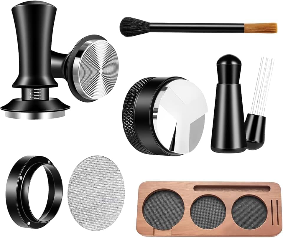 7 Pcs 54mm Espresso Tamper Tools Accessories Kit for Coffee WDT Tool Set