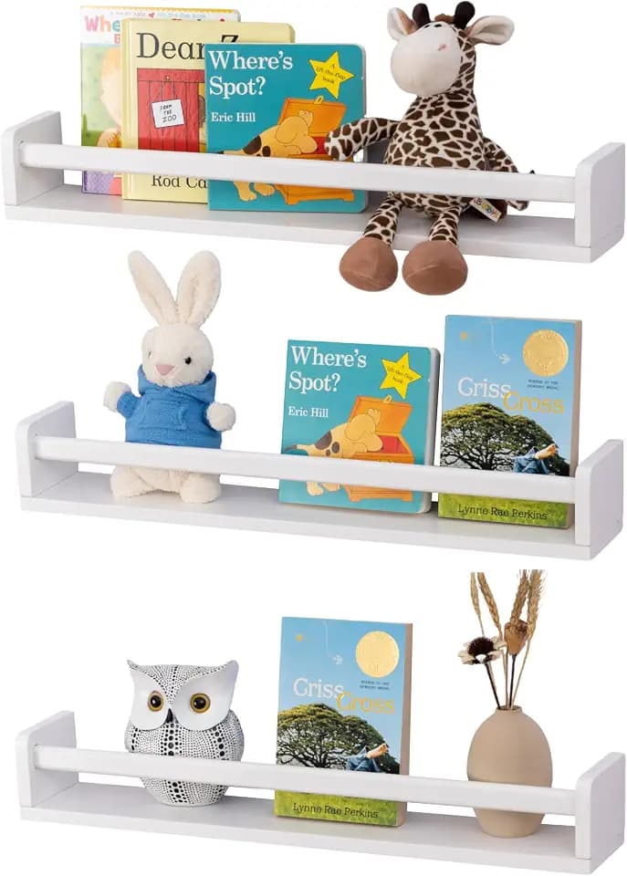 Gieanoo Bücherregal Kinder Wand, 40cm Weiß Wandregal Kinderzimmer 3er-Set