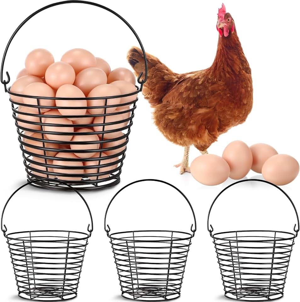Tandefio 4 Pcs 8" Egg Basket for Storage Collecting Carrying and Transporting Chicken and Duck Eggs, Farm Grade Wire Storage Basket