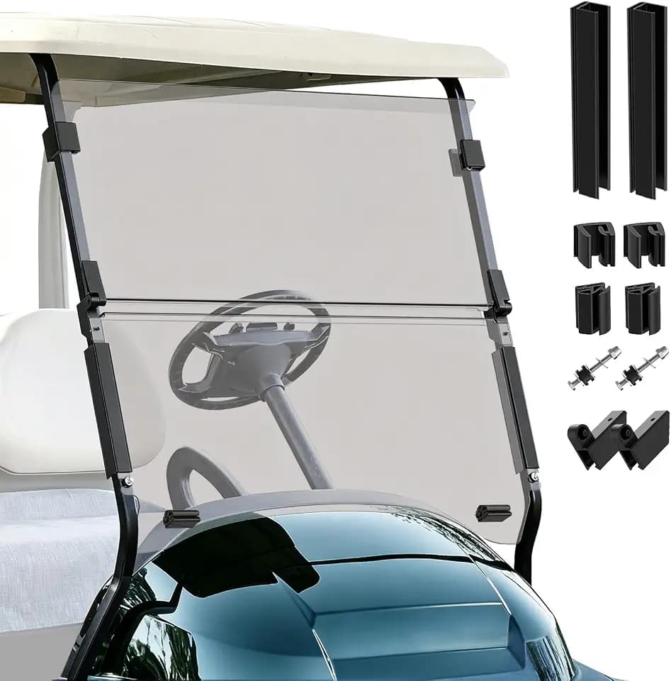 CLUBRALLY Golf Cart Windshield for Club car Precedent/ Tempo/ Onward Golf Cart, Fold Down and Anti-UV Windshield Kit, 37.5"W X 31.9"H, Tinted