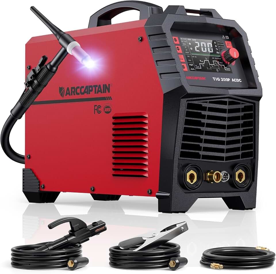 ARCCAPTAIN TIG Welder AC/DC 200A with Pulse 7 in 1 Aluminum Welding Machine