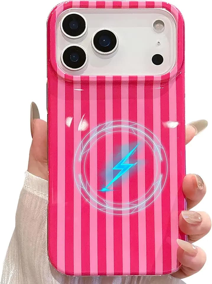 for iPhone 17 Pro Case Striped Phone Cases Aesthetic Women Girly Trendy Shockproof Slim Soft TPU Hard PC