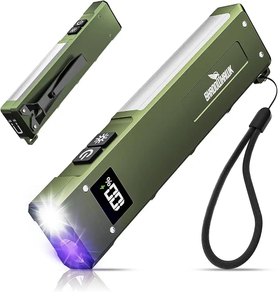 Shadowhawk EDC Taschenlampe LED Aufladbar 1800 LM mit 365 nm UV-Licht & COB