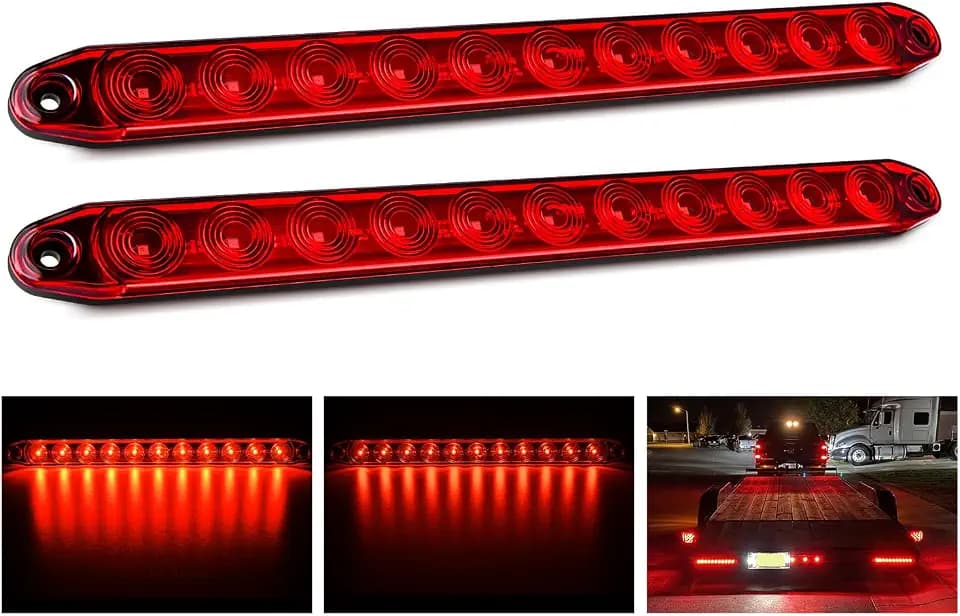 Nilight 16" LED Trailer ID Marker Light Bar, Red, 2-Pack