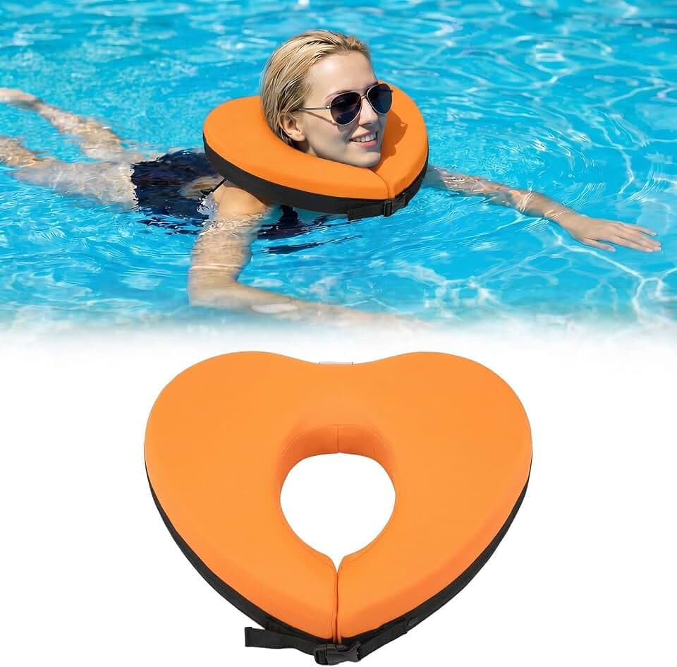 Geelin Float Swim Collar for Head and Neck Support,Filled with Foam Plastic Particles (Not Inflatable),Floatation Devices for Adults,Fits Most Adult Neck Sizes for Learn to Swim or Therapy