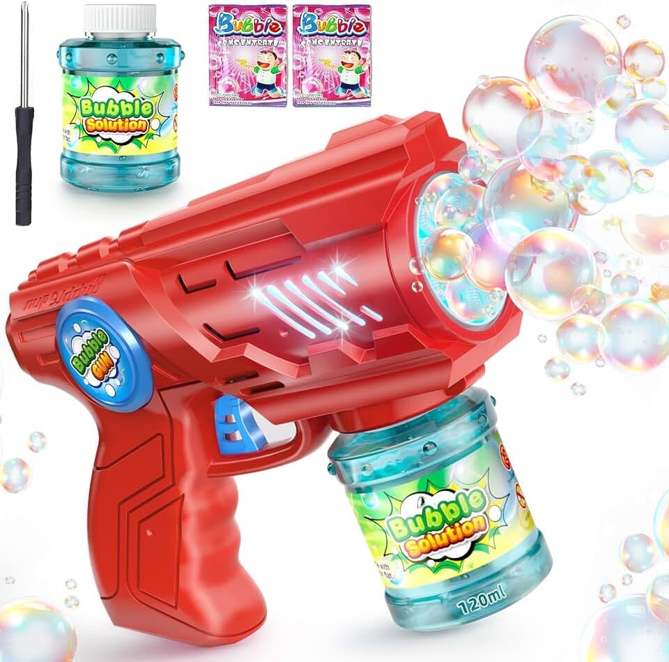 Seifenblasenmaschine,Seifenblasenpistole Kinder Seifenblasen Machine: LED Seifenblasen Elektrisch Mit 100 ML Tank Blau Automatische Bubble Maker Für Kids Shooter Party Spielzeug