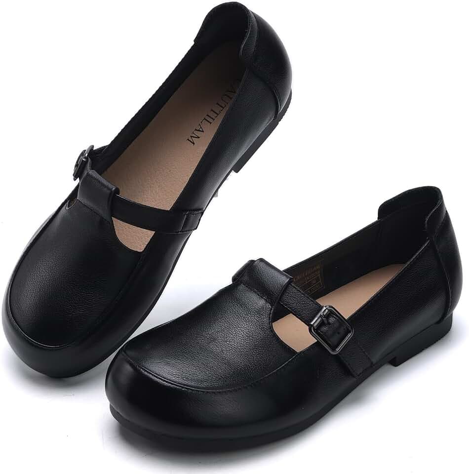 Women's Loafers Round Toe Flat Dress Shoes for Women,Comfortable Slip-On Casual Buckle Flats for Women Dressy and Work