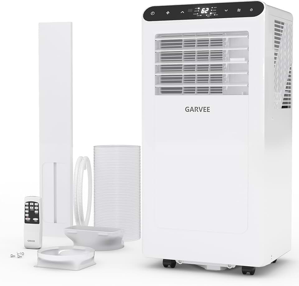 Garvee Portable Air Conditioner 8000 BTUs, 3 in 1 Dehumidifier, Fan, Cool for 350 Sq.Ft. Rooms, Portable AC with Remote Control/LED Display/Installation Kits/Timer/Sleep Mode,White