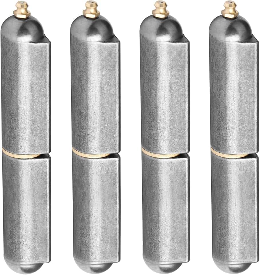 4 Pack 6-3/8" x 7/8" Weld On Bullet Hinge, Grease Heavy Duty Barrel Hinge