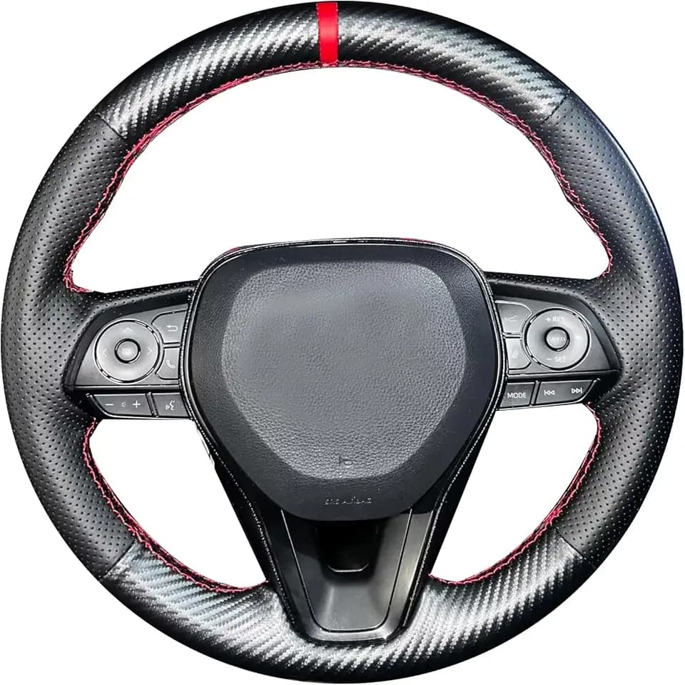 Custom Stitched Genuine Leather Steering Wheel Cover for Toyota Avalon RAV4 2019 2020 2021 2022 2023 2024/ Camry 2018-2024 / Corolla 2020-2025/Venza 2021-2024 OEM Interior Accessories
