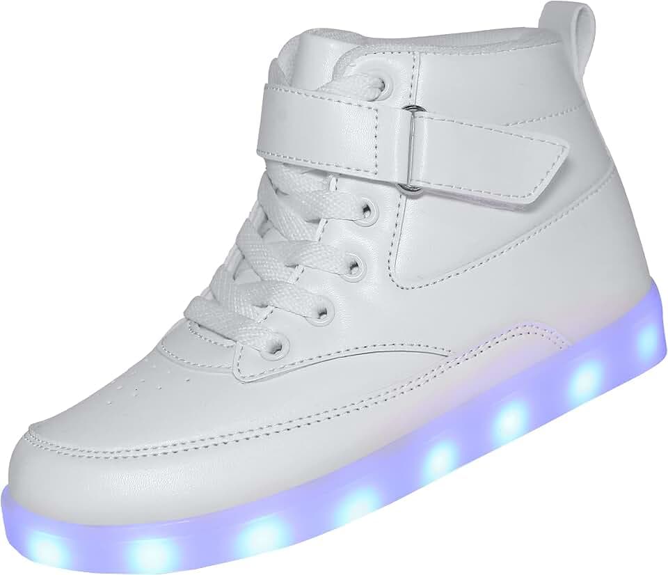 Kids LED Light up Shoes USB Charging Flashing High-top Sneakers for Boys and Girls Child Unisex
