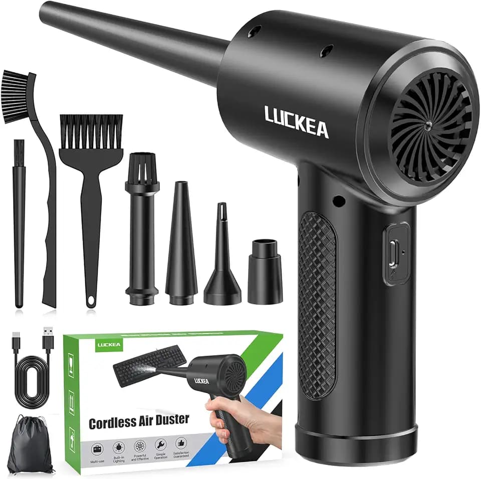 Elektrische Staubgebläse Druckluftspray für PC Reinigungsset - 3-Gang Air Duster Luftdruckspray mit LED-Licht, Tastatur Reinigung Druckluft Luftspray für Laptop, Sofa, Auto, Bürogeräte