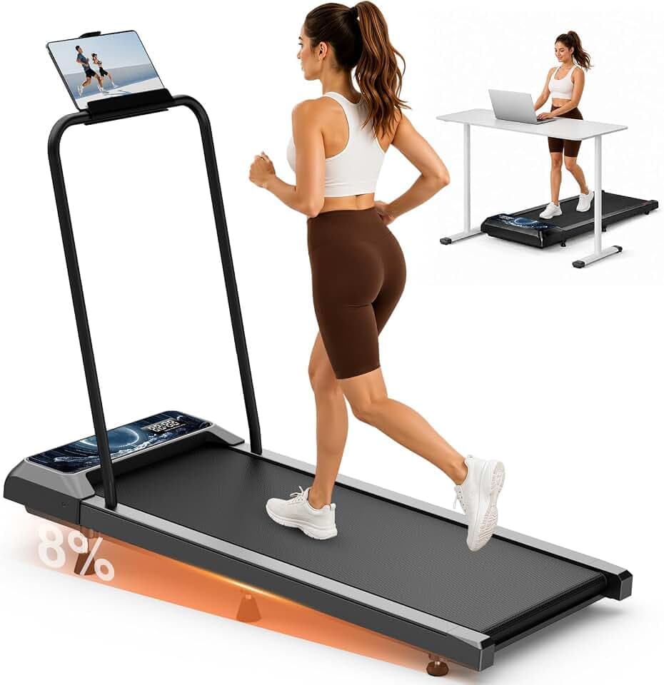 Walking Treadmill Pad with Adjustable 8% Incline and Handle Bar for Home