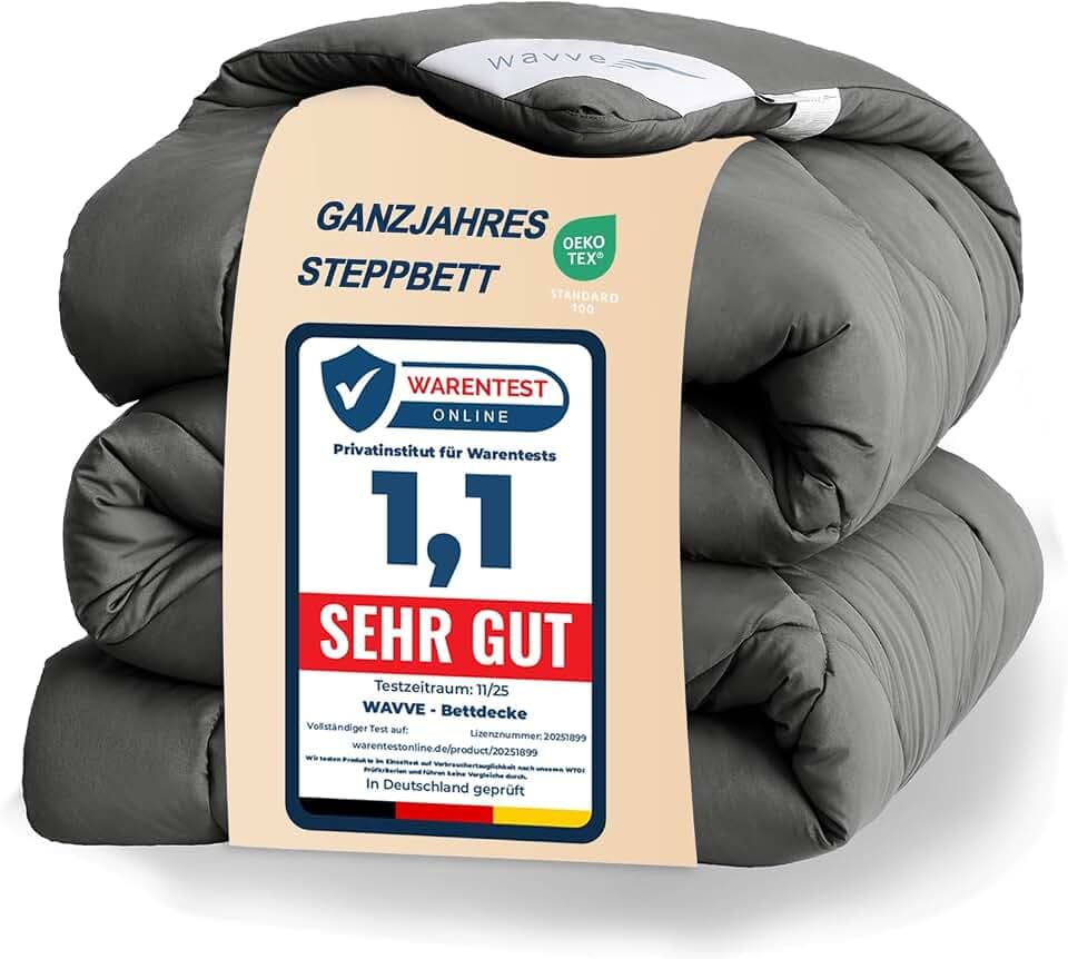 WAVVE Bettdecke 135x200 Winter Decke Ohne Bezug Wärme 300gsm Ganzjahresdecke 135x200 cm 4 Jahreszeiten Steppdecke Weiche Microfaser Schlafdecke Vierjahreszeiten Bettdecke Nutzbar Grau