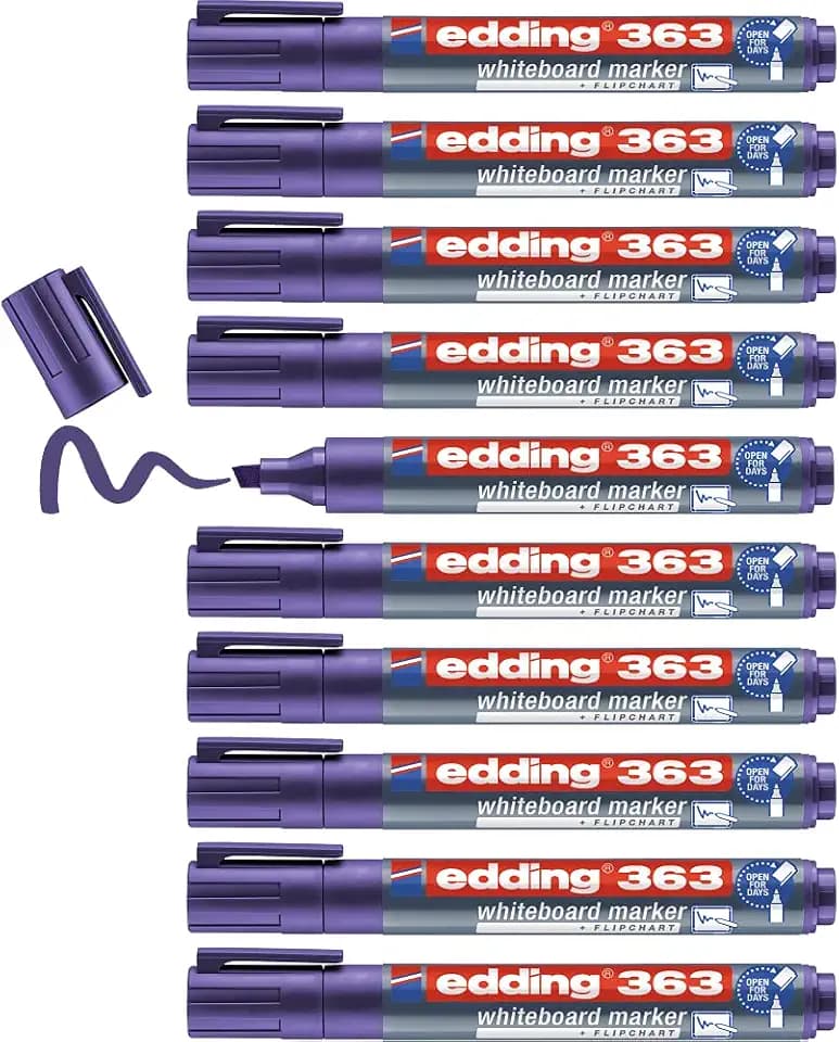 edding 363 Whiteboardmarker - violett - 10 Whiteboard Stifte - Keilspitze 1-5 mm - Boardmarker abwischbar - für Whiteboard, Flipchart, Magnettafel, Pinnwand, Memoboard - Sketchnotes