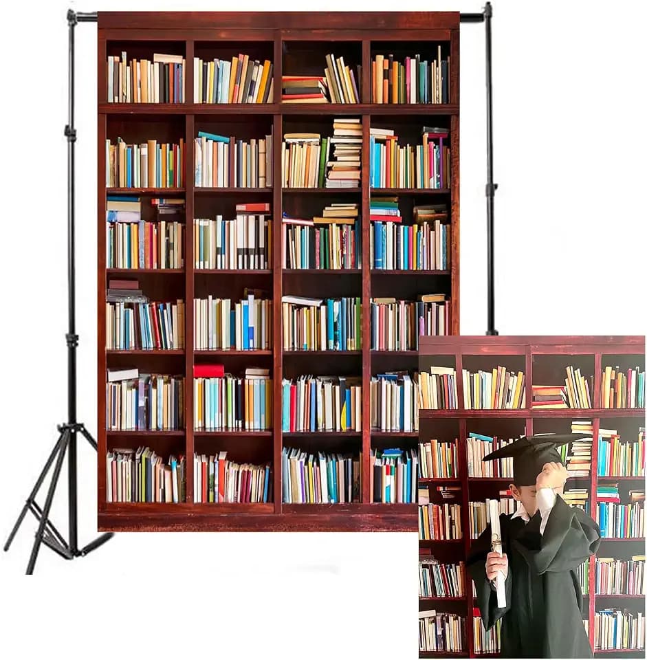 Vintage Wood Bookshelf Backdrop Library Wooden Bookcase Background 5x7ft