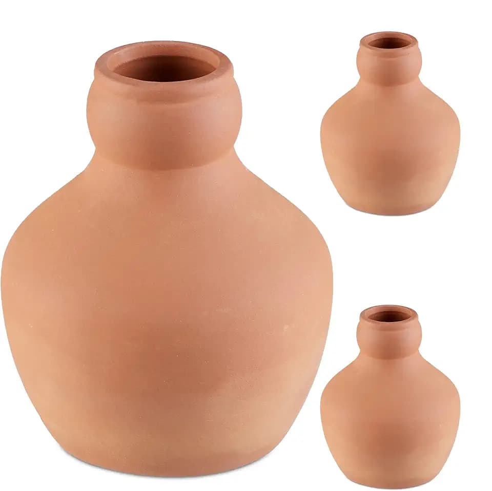Relaxdays Ollas, 3er Set, 550 ml, Ton, wurzelnahe Bewässerung, Hochbeet & Gewächshaus, weniger Wasserverlust, terrakotta