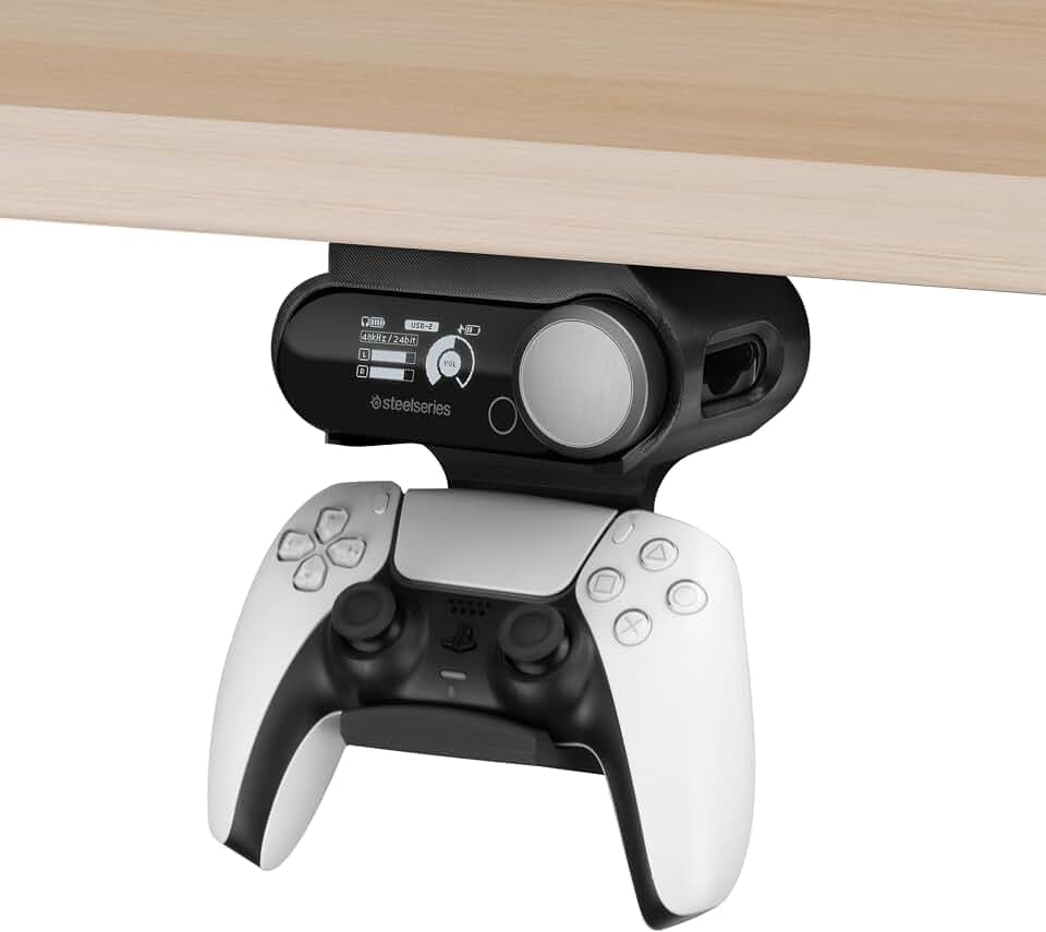 BRAINWAVZ Under Desk Mount & Game Controller Hanger for SteelSeries Arctis Nova Pro, Elite and Pro Omni Wireless Base Station – Easy Install with Screws or VHB Tape – Clean, Organized Gaming Setup