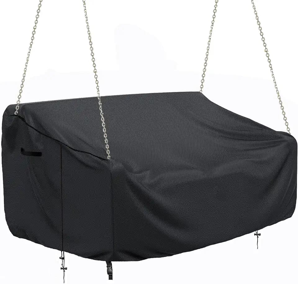 Porch Swing Cover Waterproof Outdoor Hanging Swing Cover Tear resistant All WeatherProof Patio Furniture Covers (Black, 85x45x(32-24)inch) (63x28x(32-24)Inch)