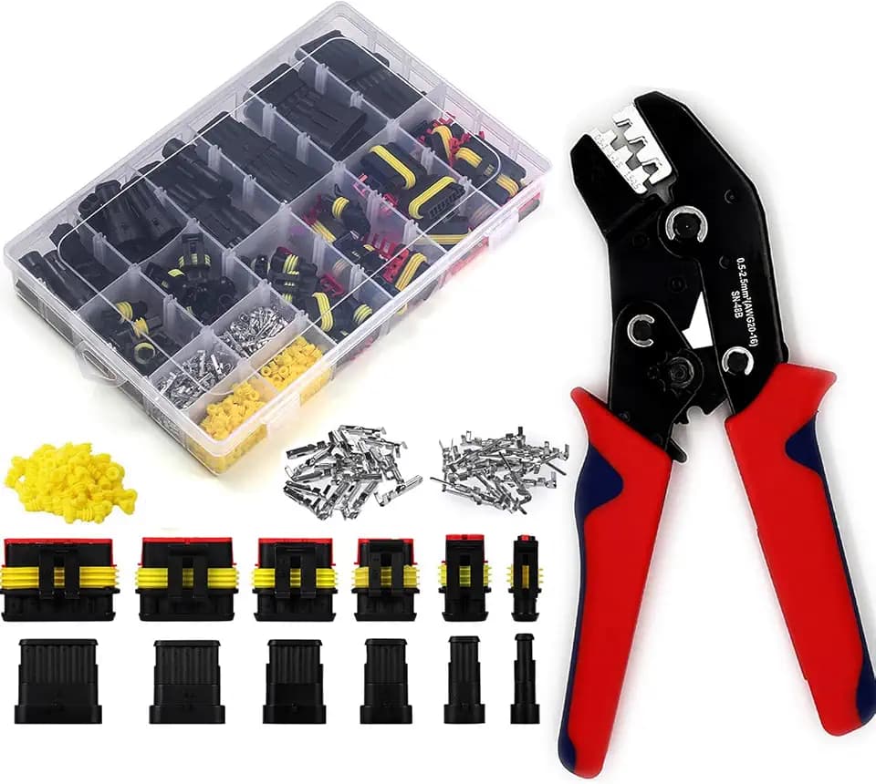 800pcs 1/2/3/4/5/6 Pin Automotive Waterproof Wire Connector with Crimper