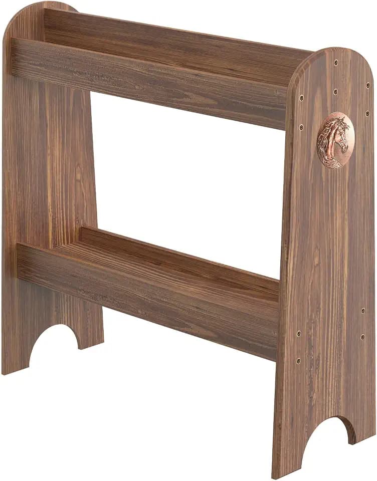 HOTCAN Pine Wood Saddle Rack | Ideal Saddle Stand for Horse Gear and Horse Tack Organizers | Suitable for Displaying Trophy Tack at Home | Compatible with English, Australian, Western Saddles (Burnt)