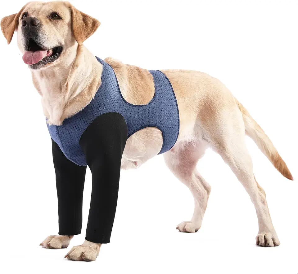 Dog Sleeves for Wounds Both Front Legs，Cone Collar Alternative, Abrasion Resistant Dog Recovery Sleeve, Washable 2.5mm Thick and Bouncy, Breathable Pet Wounds Prevent Licking(Large)