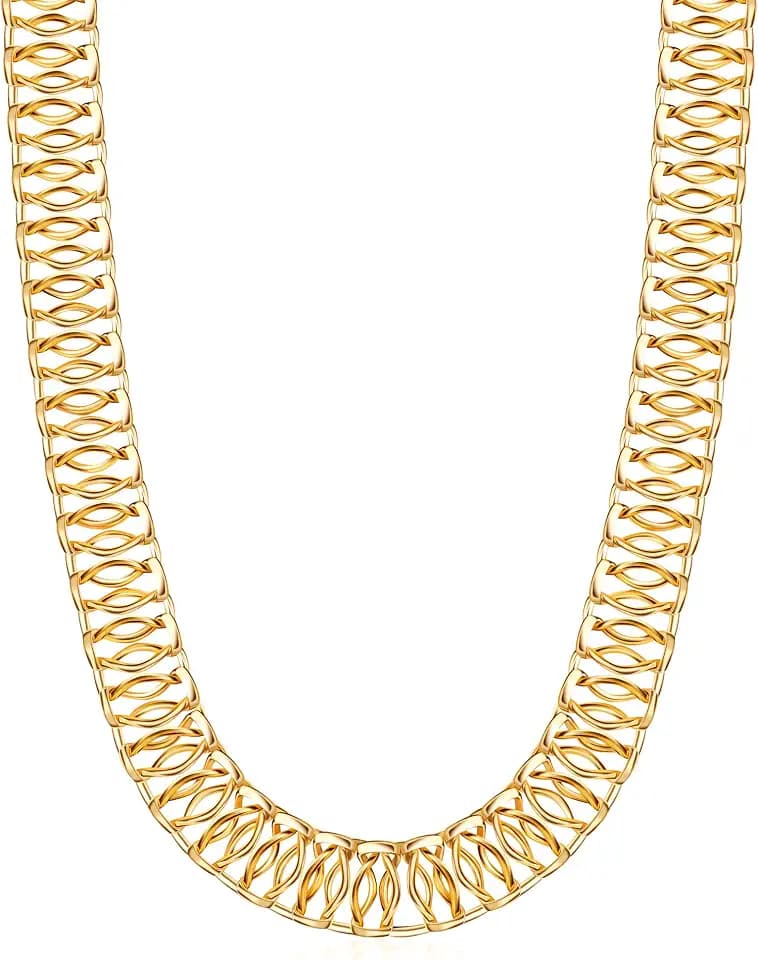 Barzel 18K Gold Plated Mesh Necklace, 16-20 inches, High Polish Finish, Waterproof, Tarnish Free