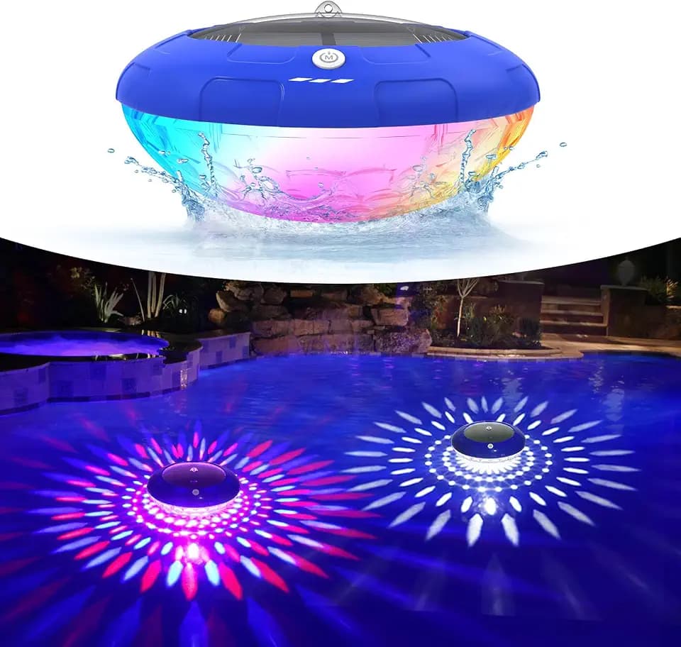 Solar Floating Pool Lights, RGB Color Changing Pool Solar Lights, IP68 Waterproof LED Pool Lights That Float, Hangable Auto ON Off for Above In Ground Pools, Bathtub, Wedding Party, Garden Decoration