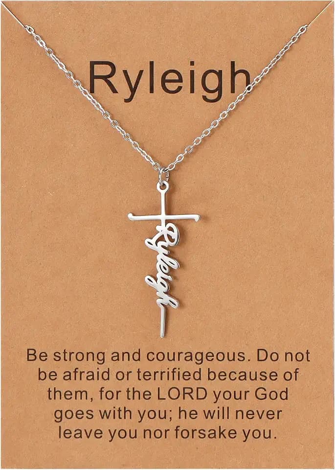 Lcherry Personalized Cross Name Necklace for Women, Custom Nameplate Cross Necklace Customized Valentine's Day Jewelry Birthday Gift for Women