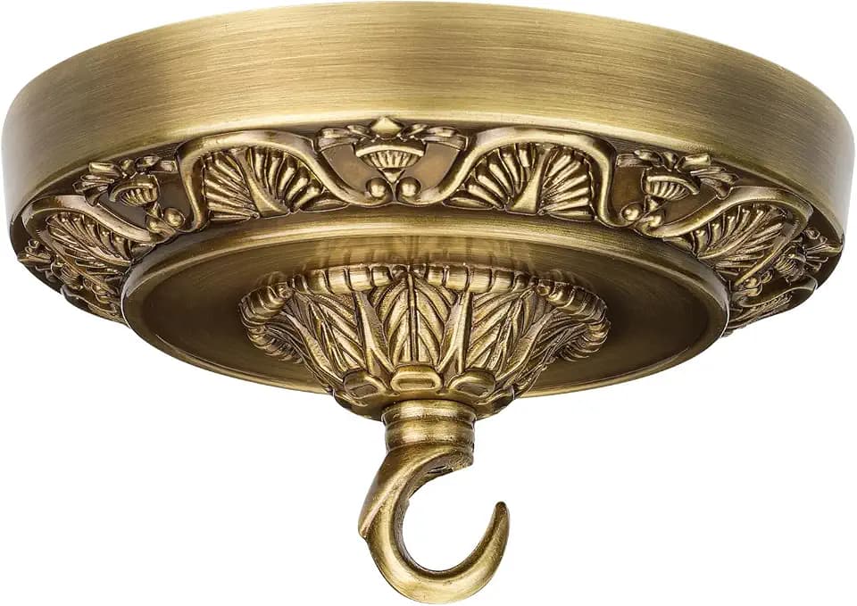5.5 inches Brass Chandelier Canopy, Antique Brass Finish Canopy Kit for Pendant Light, Hanging Fixture, Mounting Plate Cover Replacement (Ring Style)