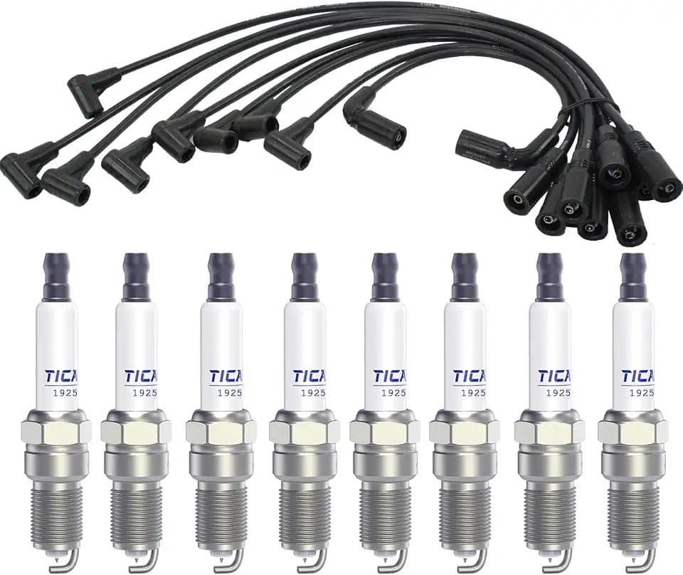 Spark Plugs and Wires Compatible with Chevy 5.7L 4.3L 5.0L, 41-993 Iridium Spark Plugs for 1996-2009 SILVERADO 1500 Tahoe Compatible with GMC S10 PICKUP BLAZER 19256067