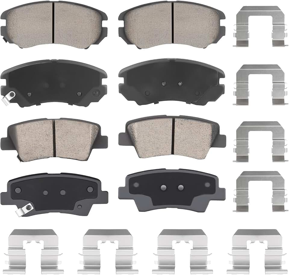 Front & Rear Ceramic Brake Pads Set for Hyundai Elantra 2010 2.0L (NOT for Touring), Sonata 2008-2010 2.4L, for Kia Soul 2010-2013, 8PCS