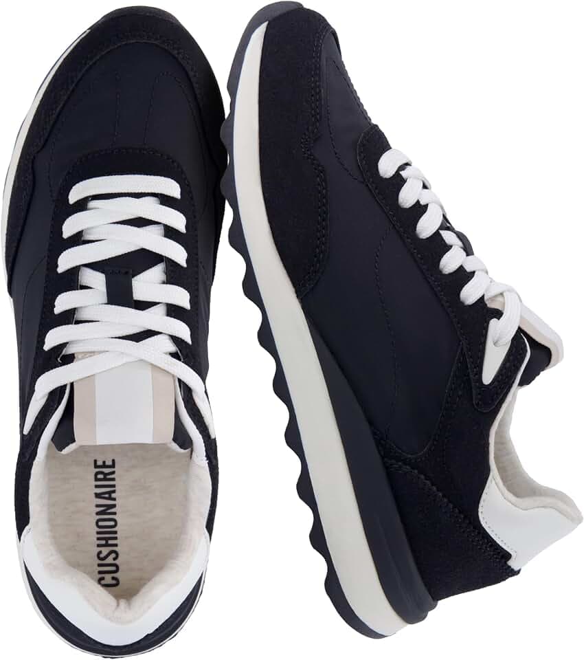 CUSHIONAIRE Kicks Fashion Sneakers for Women, Lightweight Non-Slip Lace Up Shoes with Memory Foam