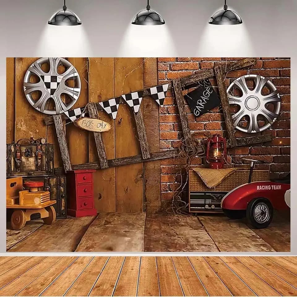 Car Repair Mechanic Tools Backdrop Auto Repair Shop Boys Birthday Party Photography Garage Car Repair Tool Room Kids Birthday Party Cake Smash Portrait Decoration Banner,7x5feet