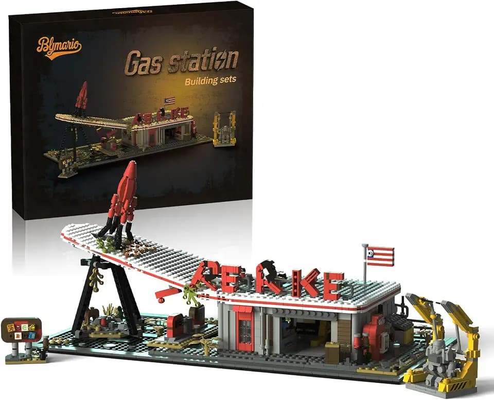 Gas Station Building-Bricks Set 1768 Pcs for Adults & Teen