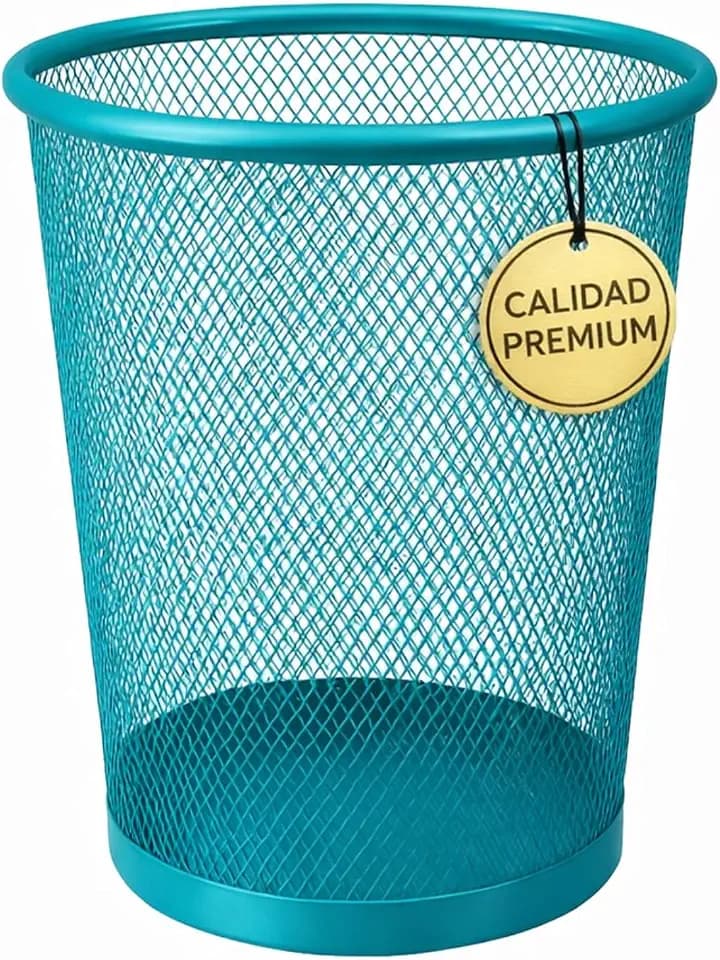EUROXANTY® Papierkorb | Büro Mülleimer | runder Mülleimer | Abfalleimer | Bürokorb | Schwarz | Metallgitter | (10 L Hellblau)
